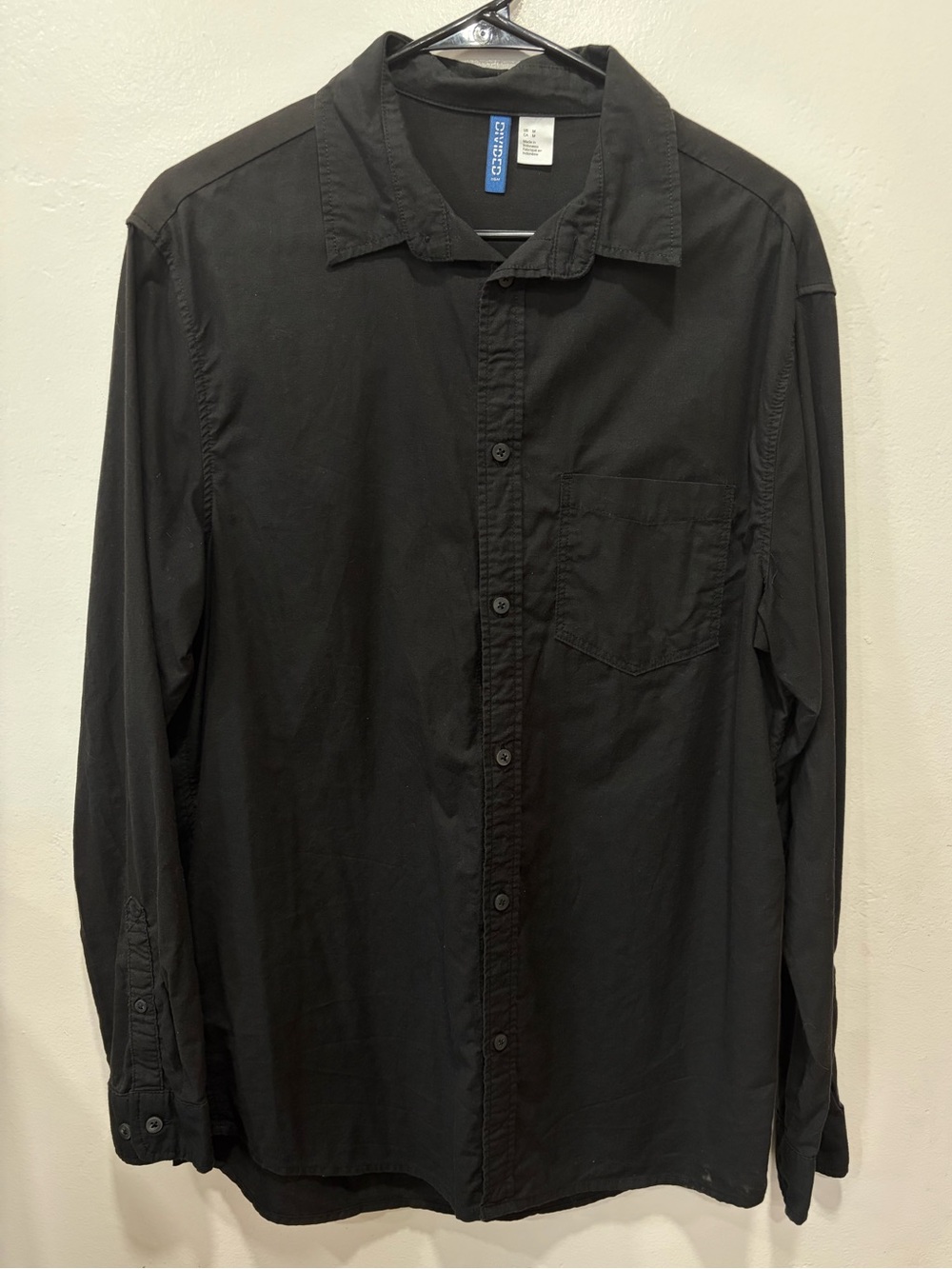 H&M Men's Button-Down Shirt - Casual Long Sleeve, Black size M